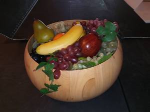 lot 1126 image: Malaysian Wood Bowl with Artificial Fruit