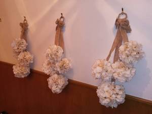 lot 1127 image: Kirklands Hydrangea Ball Swag Decor Set of 3