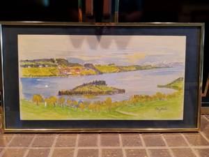 lot 1131 image: Scenic Framed Painting 14 x 25 in