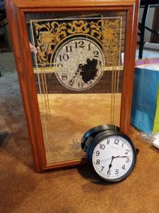lot 1144 image: Mirrored Framed Wall Clock 28 x 18 in with Sterling and Noble Clock