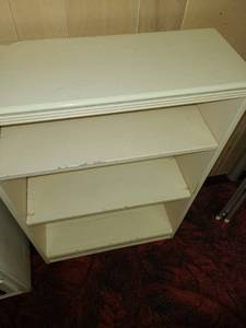 lot 2051 image: Painted off white bookshelves 35X24X10 inches