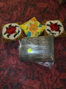 lot 2205 image: Bamboo pillow and 3 throw pillows