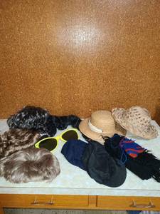 lot 2214 image: Wigs, hats, oversize sunglasses and more