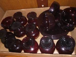 lot 1158 image: Red Glasses and Salad Plates