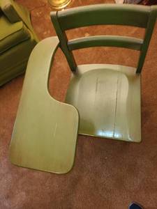 lot 1203 image: School desk painted mossy green