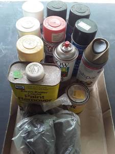 lot 3007 image: Miscellaneous Spray Paint, Steel Wool, Wood Filler & Paint Remover