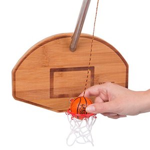 lot 55765 image: Basketball And Hoop Deluxe Swing Game - Tiki Toss Free Toss- Be The First To Swing A Basket 100% Bamboo Party Game (With Telescoping Pole)