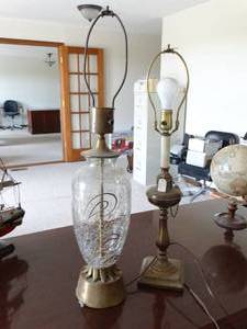 lot 24043 image: Large Metal and Glass Decorative Lamps
