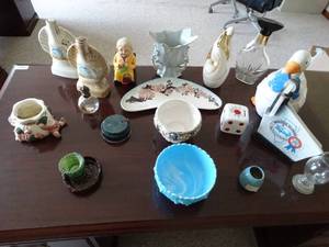 lot 24053 image: Blue Slag Pressed Glass Bowl - Banks - Vases - Decanters - Containers - Lamp