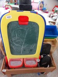 lot 24200 image: 2 Skate Boards  Kids Chalk Boards and Colored Trays  Superman