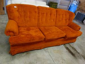 lot 39939 image: Orange Sofa - 7ft long