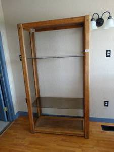 lot 39961 image: Shelving Unit - Made of Glass & Wood  72 x 40 x 17