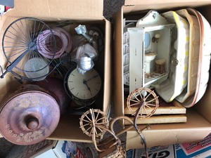 lot 24143 image: Decorative Food Containers  Small Bikes  Clock and Miniatures