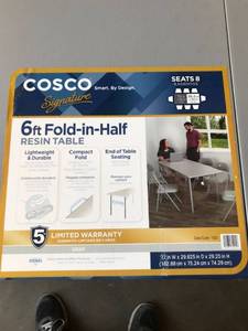 lot 1104 image: Cosco 3-ft x 6-ft Indoor or Outdoor Rectangle Resin Gray Folding Banquet Table