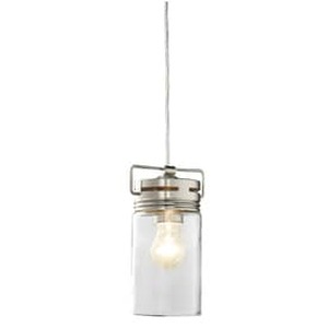 lot 1142 image: allen  roth Vallymede 4.41-in Brushed Nickel Farmhouse Mini Clear Glass Jar Pendant