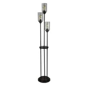 lot 1164 image: allen  roth Latchbury 66.55-in Bronze Multi-Head Floor Lamp with Glass Shade