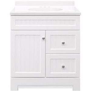 lot 1166 image: Style Selections Ellenbee White Integral Single Sink Bathroom Vanity with Cultured Marble Top (Common 31-in x 19-in Actual 31-in x 18.5-in)
