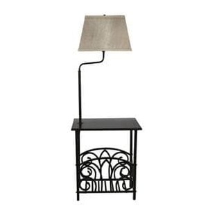 lot 1191 image: Portfolio 54-in Bronze 3-Way Shelf Built-in Table Floor Lamp with Fabric Shade