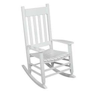 lot 1231 image: Garden Treasures Painted White Wood Slat Seat Outdoor Rocking Chair