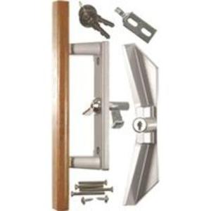 lot 1236 image: Wright Products VK1104 Locking Reversible Door Handle, AluminumWood, Oak