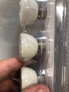 lot 1237 image: Brainerd (4) Pk 1-38 Elegant Marble Cabinet Knobs Polished Nickel Stems