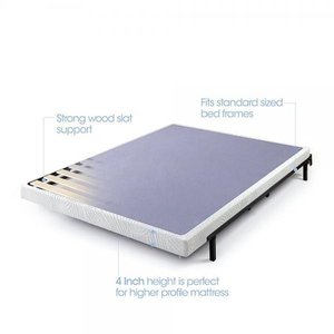 lot 30739 image: zinus 4 inch low profile metal smart box spring  mattress foundation  wood slat support  easy assembly, king