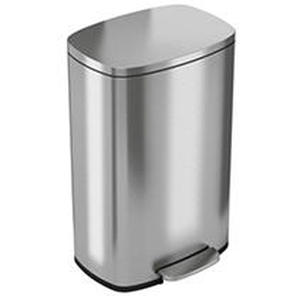 lot 30773 image: iTouchless SoftStep 13.2 Gallon Stainless Steel Step Trash Can, 50 Liter, Pedal Kitchen Trash Can
