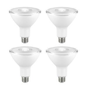lot 30797 image: EcoSmart 90W Equivalent Bright White PAR38 Non-Dimmable LED Flood Light Bulb (3-Pack)