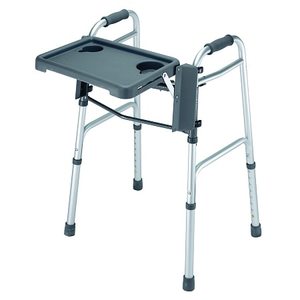 lot 30817 image: DMI Folding Walker Tray with Cup Holders, Tool Free, Locks in Place, Gray, 18.5 Inches