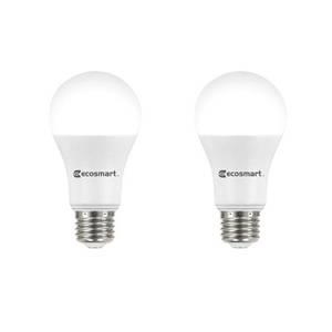 lot 46728 image: EcoSmart 75-Watt Equivalent A19 Dimmable Energy Star LED Light Bulb Daylight (2-Pack)