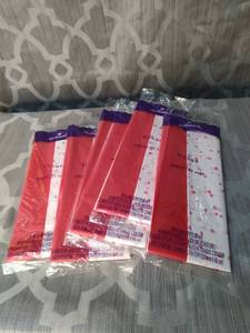 lot 46731 image: 6 Hallmark Tissue Package - Solid Red & White With Tiny Pink And Red Hearts