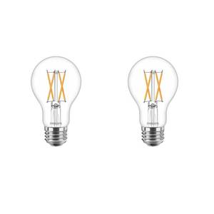 lot 46750 image: Philips 60-Watt Equivalent A19 Dimmable with Warm Glow Dimming Effect Clear Glass LED Light Bulb Soft White (2700K) (2-Pack)