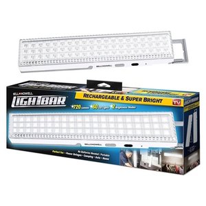 lot 46759 image: Bell  Howell Light Bar 60 LEDs with Super Bright 720 Lumen Output All Day Power, Rechargeable with Auto Light Sensor, XL 16.5 Size with Kickstand, As Seen on TV