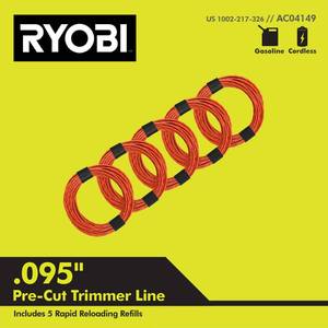 lot 46773 image: RYOBI 0.095 in. x 16 ft. Pre-Cut Spiral Line (5-Pack)