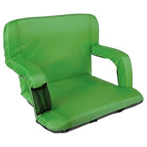 lot 46886 image: Home-Complete Wide Stadium Seat Chair Bleacher Cushion with Padded Back Support, Armrests, 6 Reclining Positions and Portable Carry Straps, Green