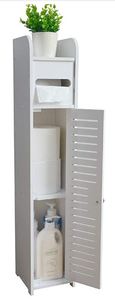 lot 30702 image: Small Bathroom Storage Corner Floor Cabinet with Doors and Shelves