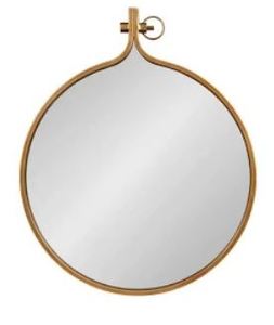 lot 30732 image: Kate and Laurel Yitro Round Industrial Modern Metal Framed Wall Mirror, 23.5x28.5, Gold