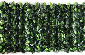 lot 30763 image: Edens Decor 120 in by 40 in ivy leaf privacy fence screen, natural-looking artificial Hedge for indoor outdoor decoration forest green  mint green leaf