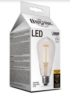 lot 30793 image: 75-Watt Equivalent ST19 Dimmable LED Clear Glass Vintage Edison Light Bulb With Cage Filament Warm White by Feit Electric