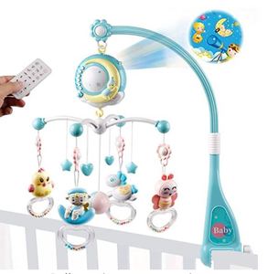 lot 30814 image: Mini Tudou Baby Musical Crib Mobile with Projection Function and Night Light, Hanging Rotating Teether Rattle and 150 Melodies Music Box with Remote Control, Toy for Newborn 0-24 Months