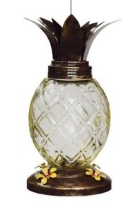 lot 46740 image: Glass Pineapple Hummingbird Feeder with Metal Top and Base Cover