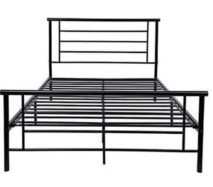 lot 46887 image: Metal Bed Frame Iron Decor Steel Queen Size with Headboard and Footboard Platform Base Legs Slats Black 633 (Queen)