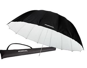 lot 46925 image: Westcott 4634 7-Feet White with Black Cover Parabolic Umbrella