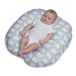 lot 9141 image: Boppy Newborn Lounger, Elephant Love Gray