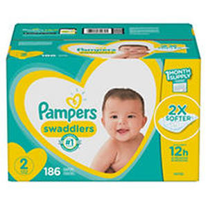 lot 9192 image: Pampers Swaddlers Disposable Diapers One Month Supply - Size 2 (186ct)