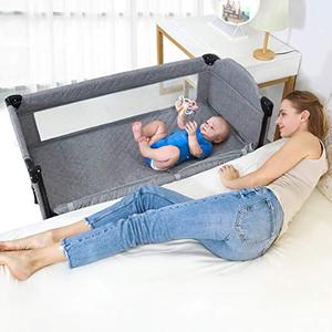 lot 9193 image: Angelbliss 4 in 1 Baby Beside Sleeper Bassinet  Portable Crib with Custom Sheets  Playards Easy Folding  Playpen Include Comfortable Mattress,Diaper Changer,Storage Basket for Newborn (Grey)