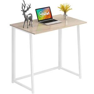 lot 9199 image: 4NM 31.5 Small Desk No-Assembly Folding Computer Desk Home Office Desk Study Writing Table for Small Space Offices - Natural and White