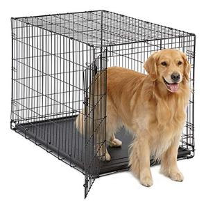 lot 9209 image: Large Dog Crate MidWest ICrate Folding Metal Dog Crate Divider Panel, Floor Protecting Feet Large Dog