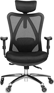lot 9216 image: Duramont Ergonomic Adjustable Office Chair with Lumbar Support and Rollerblade Wheels - High Back with Breathable Mesh - Thick Seat Cushion - Adjustable Head & Arm Rests, Seat Height - Reclines