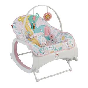 lot 9232 image: Fisher-Price Infant-To-Toddler Rocker, Pastel Pink with Removable Bar